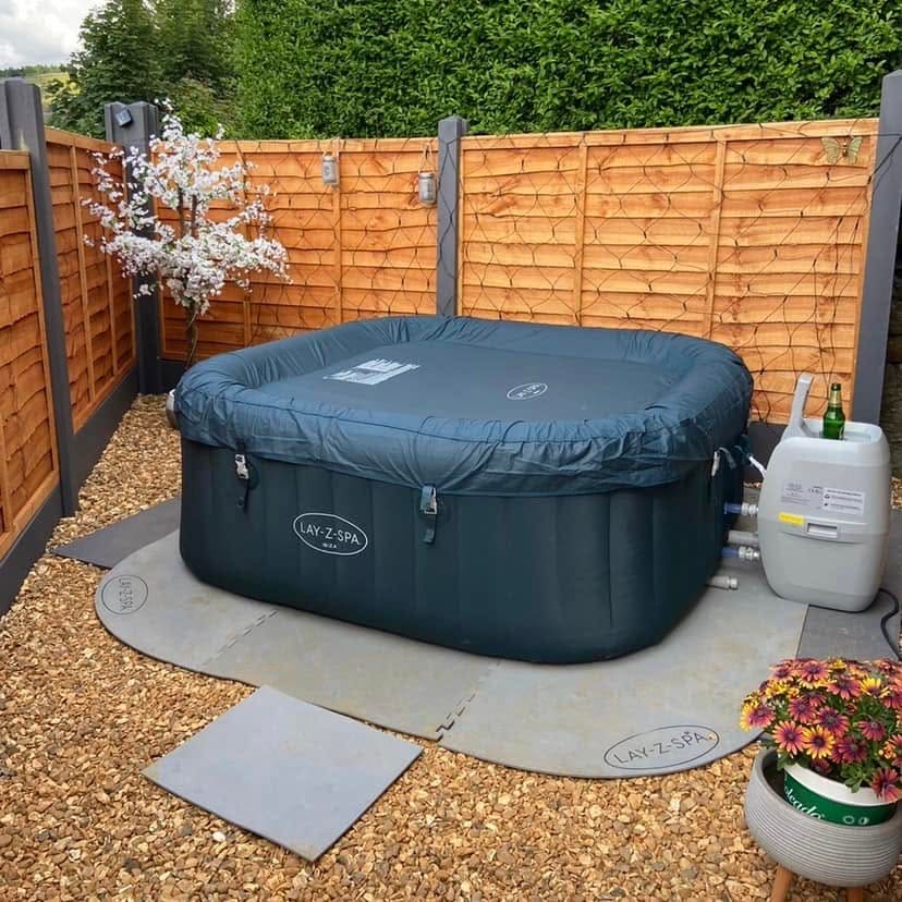 After: prepared gravel and paved base ready for a hot tub